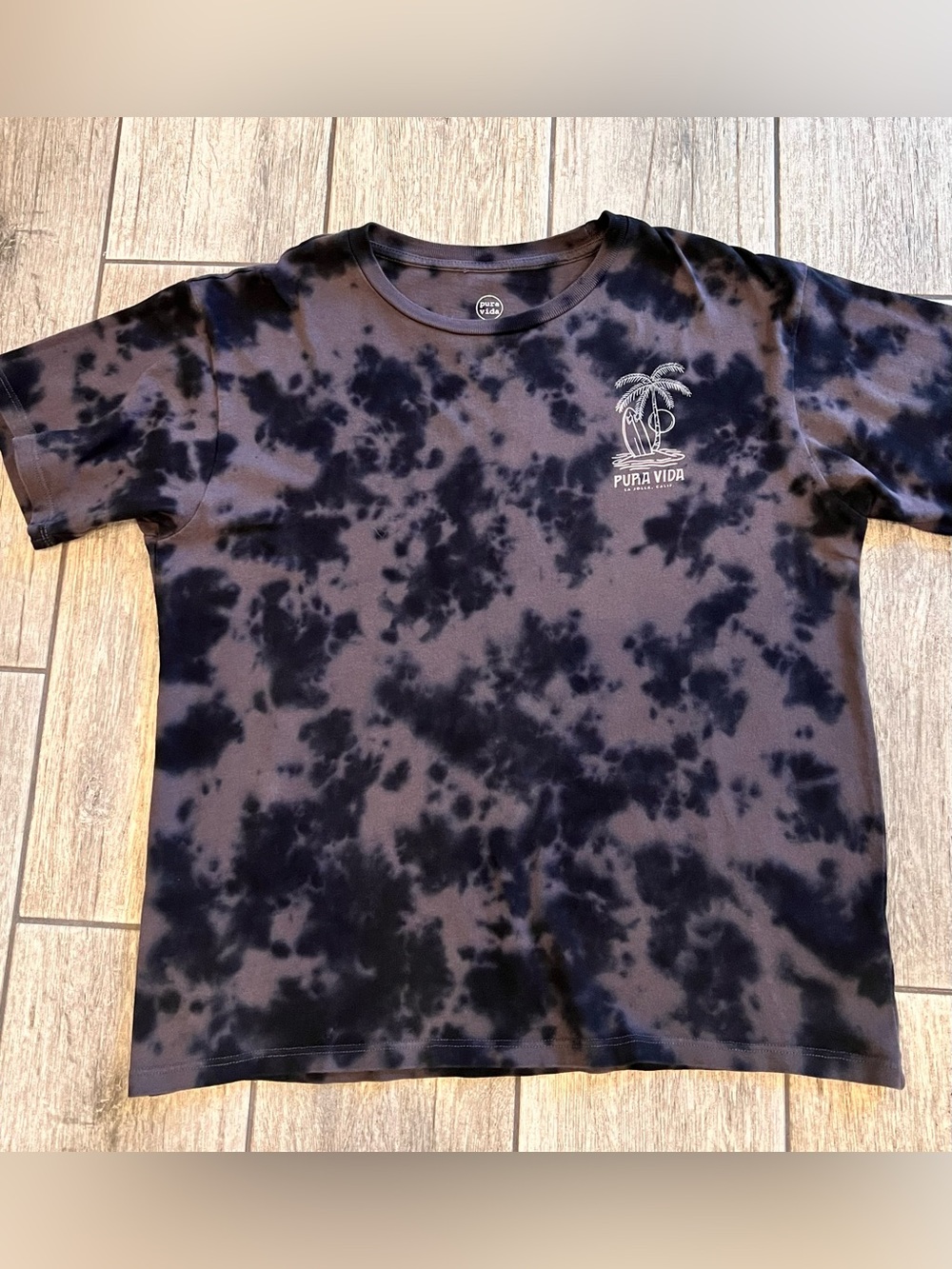 Women’s Pura Vida Black Tie Dye La Jolla T Shirt Size Small EUC